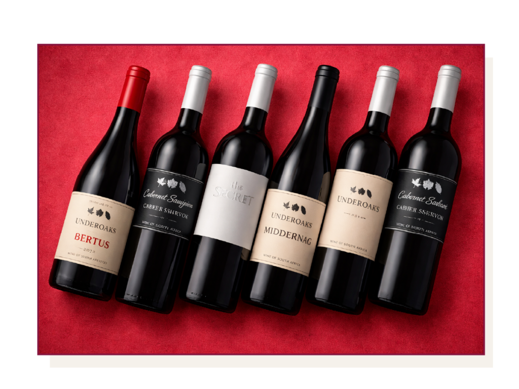 Tastingpaket mit 6 Rotweinen vom Weingut Under Oaks aus Suedafrika